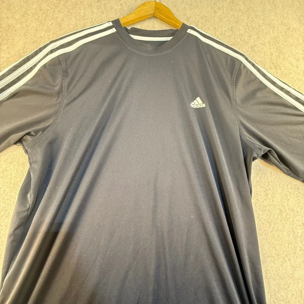 Adidas Mens Climalite 3 Stripe Performance T-Shirt Black Large RN 88387 CA 40312